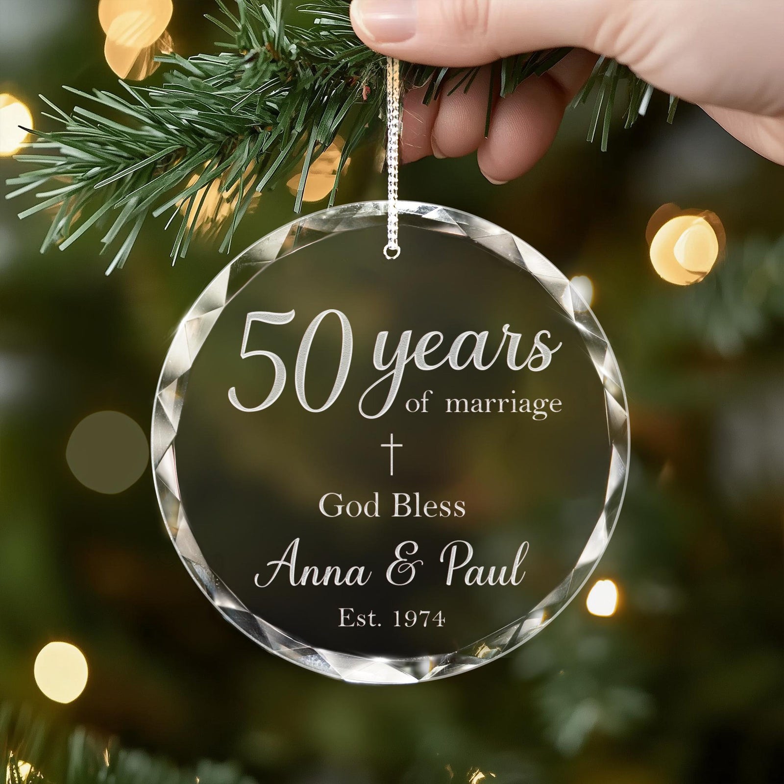 Custom 50th Wedding Ornament for Parents, Parents Golden Wedding Anniversary Gift, 50 Years of Marriage Gifts for Christian