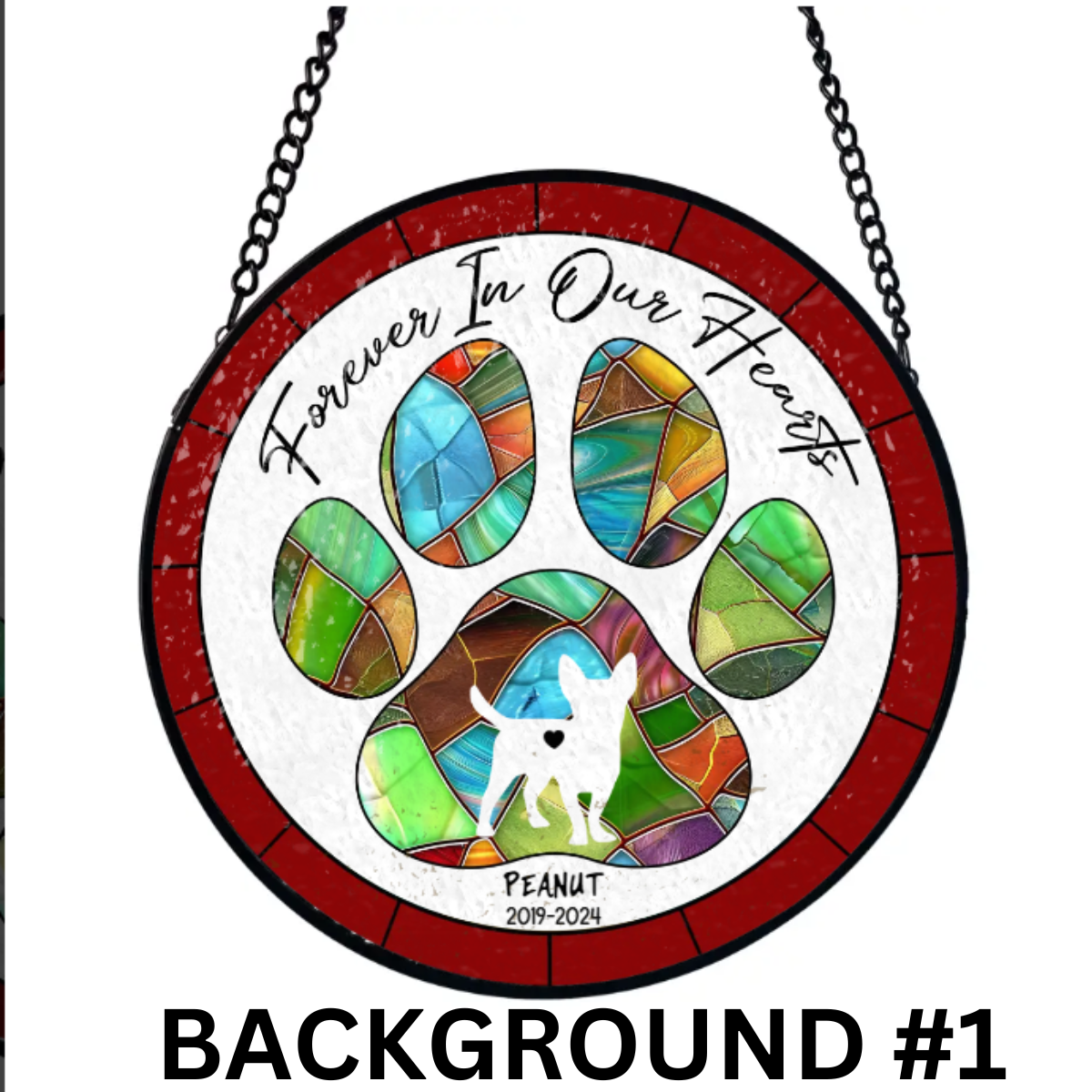 Forever In Our Hearts Custom Dog Breed - Personalized Suncatcher Stained Glass, Hanging Suncatcher