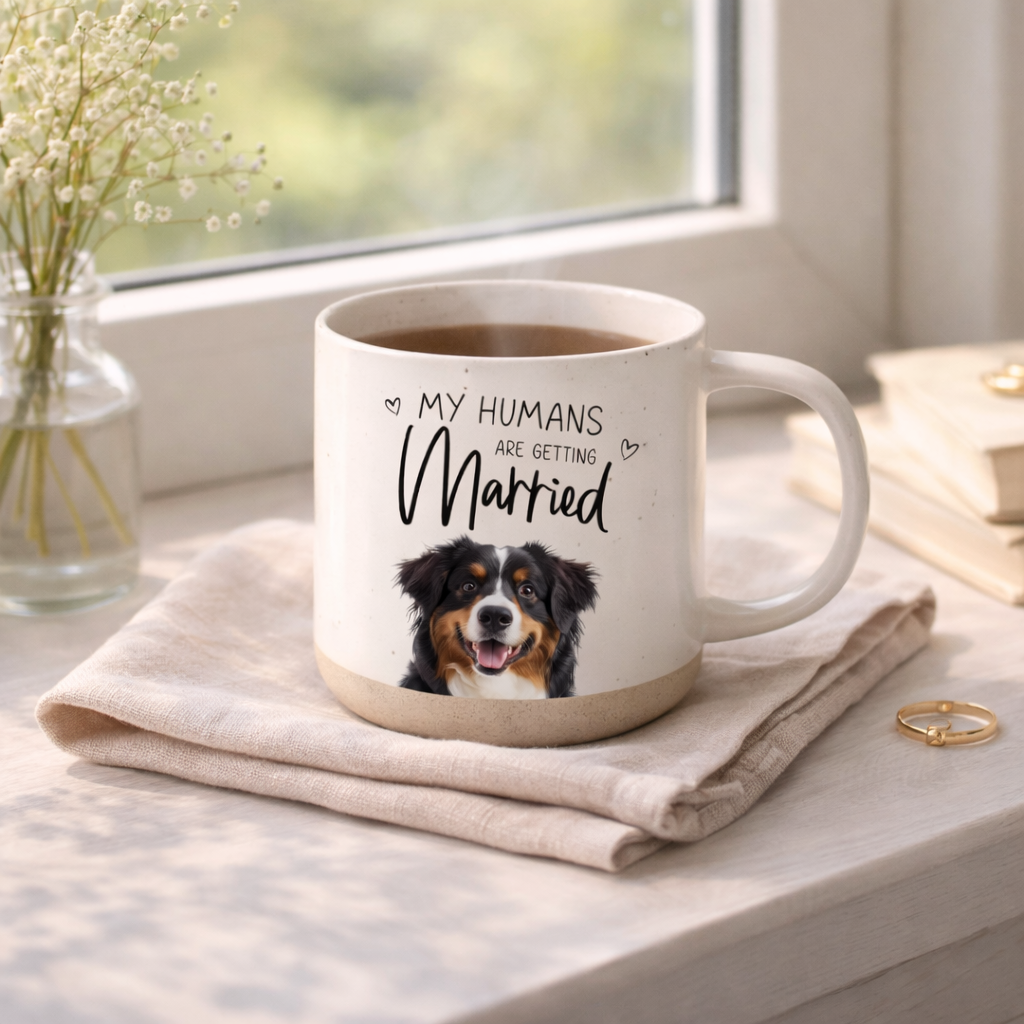 Custom Dog Cat Engagement Pottery Mug, Personalized My Humans Are Getting Married Mug, Cat Engagement Cup, Custom Pet Wedding Gift