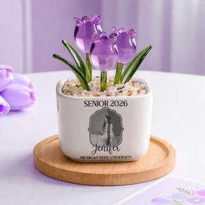 Graduation Photo Personalized Glass Everlasting Tulips