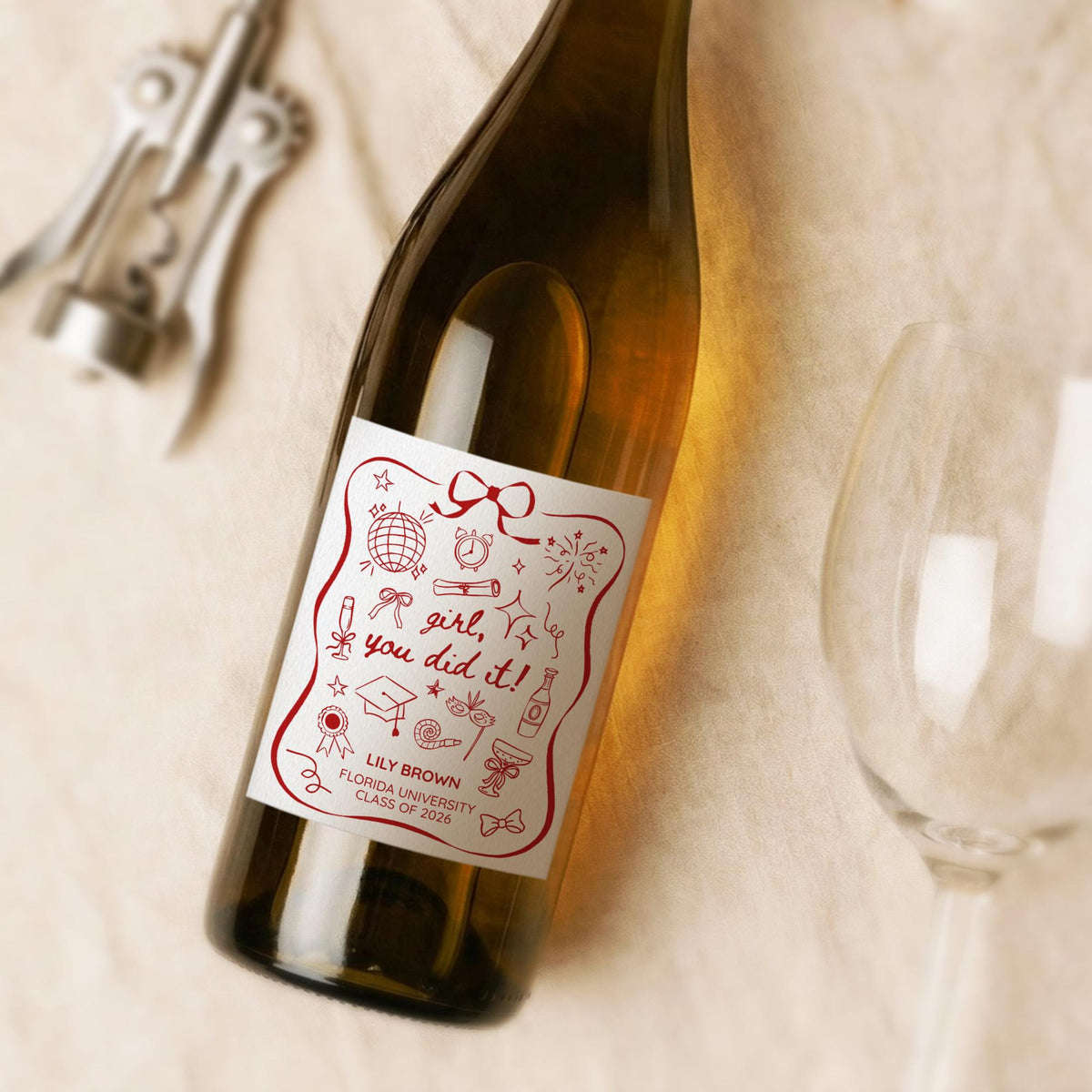 Personalized Graduation Wine Label, Custom Grad Party Decorations, Graduation Gifts for Girls