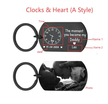 The Moment You Became My Daddy, Personalised Photo Keyring With New Born Baby Photo Gift, Gift for New Daddy,1st Father's Day Gift