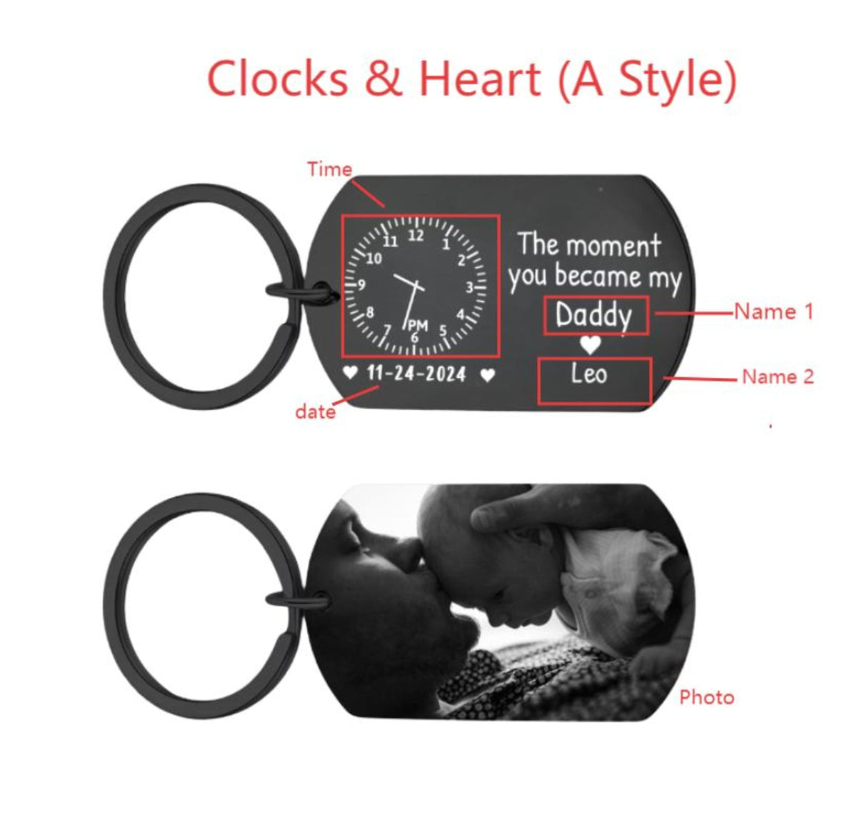 The Moment You Became My Daddy, Personalised Photo Keyring With New Born Baby Photo Gift, Gift for New Daddy,1st Father's Day Gift