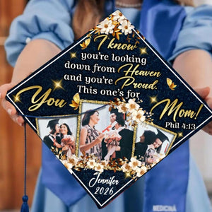 Custom Photo Mom Memorial Graduation Cap Topper, This is For You Mom Grad Cap