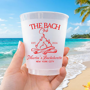 Personalized Frosted Plastic Cups, Beach Bachelorette Party Cups, Bach Club Cups, Pool Party Favor, Tropical Vacation Girls Trip Drinkware