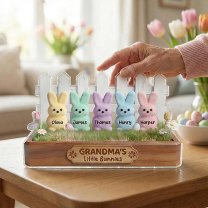 Happy Easter Grandma Little Bunnies - Personalized Acrylic Block - Easter Gift For Grandma, Easter Decoration
