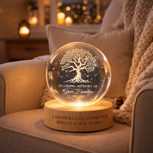 Custom Memorial Ball Night Light, Memorial Tree of Life Crystal Ball, Loss of Mom, Sympathy Gifts, Remembrance,In Loving Memory, Mom Loss