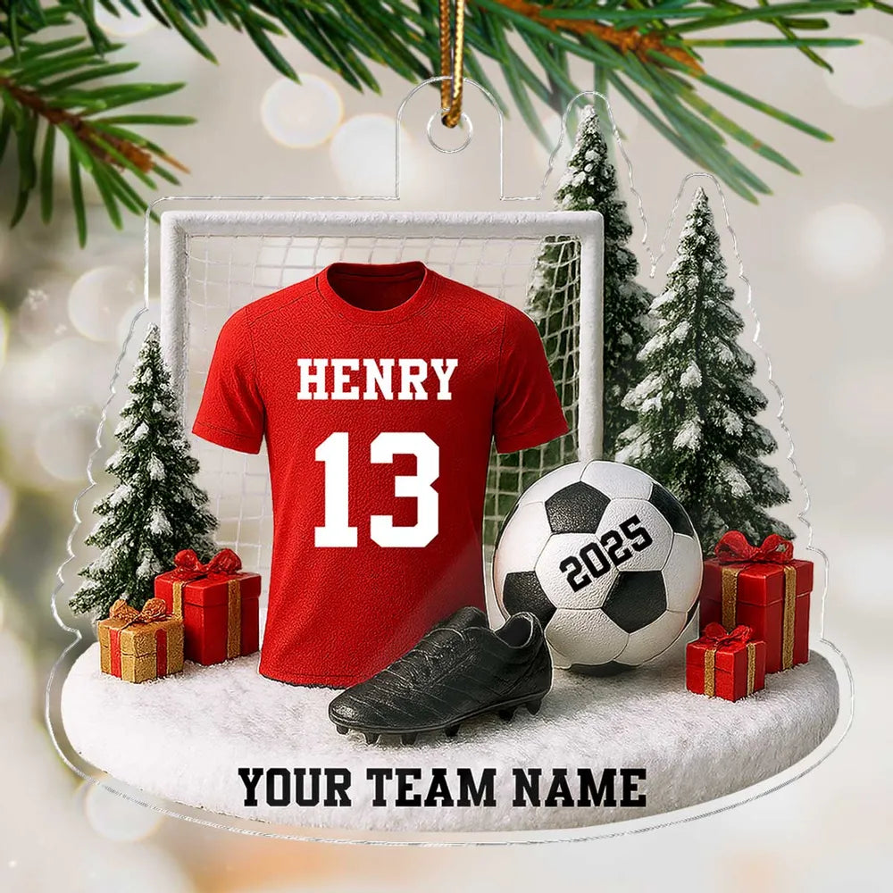 3D Effect Soccer Player Soccer Team Uniform - Personalized Acrylic Ornament - Gift For Soccer Lovers, Soccer Team