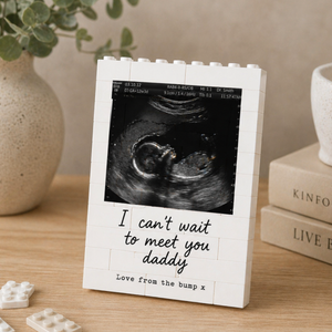 Daddy From The Bump Gift, I Cant Wait To Meet You Daddy Photo Block, New Dad Pregnancy Present, Fathers Day From Bump, Baby Scan Keepsake