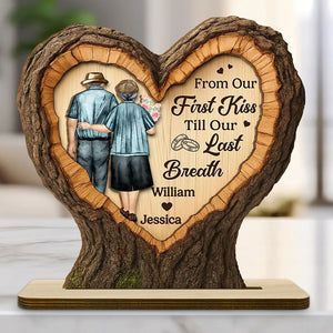 From Our First Kiss Till Our Last Breath - Personalized Wooden Plaque - Anniversary Gift For Couple, Valentine's Day Gift