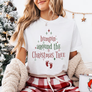 Bumpin Around the Christmas Tree Shirt, Christmas Pregnancy Reveal Sweatshirt, Xmas Maternity Shirt, Holiday Pregnancy Announcement Crewneck