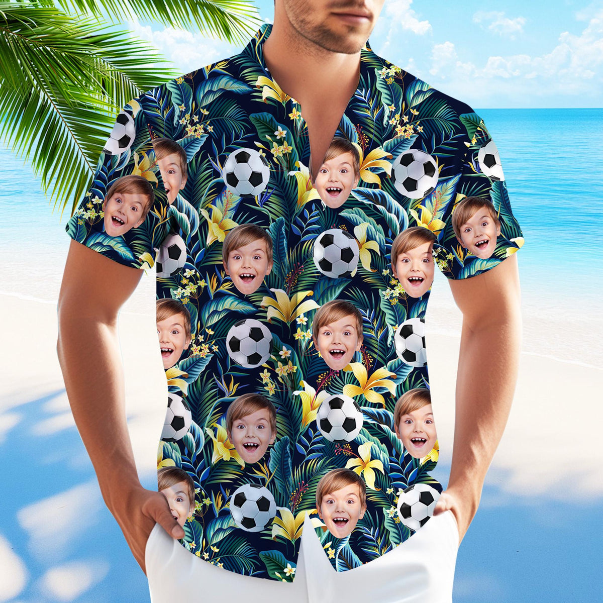 Custom Face Hawaiian Shirt, Sports Theme, Personalized Football Baseball Team Shirt, Summer Gift For Friends, Family