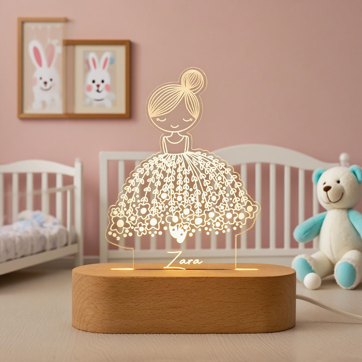 Personalized Ballerina Girl with Name, Custom Night Light with Name, Nursery Room Lamp, Christmas Gift, Ballet Gift, Birthday Gift for Her
