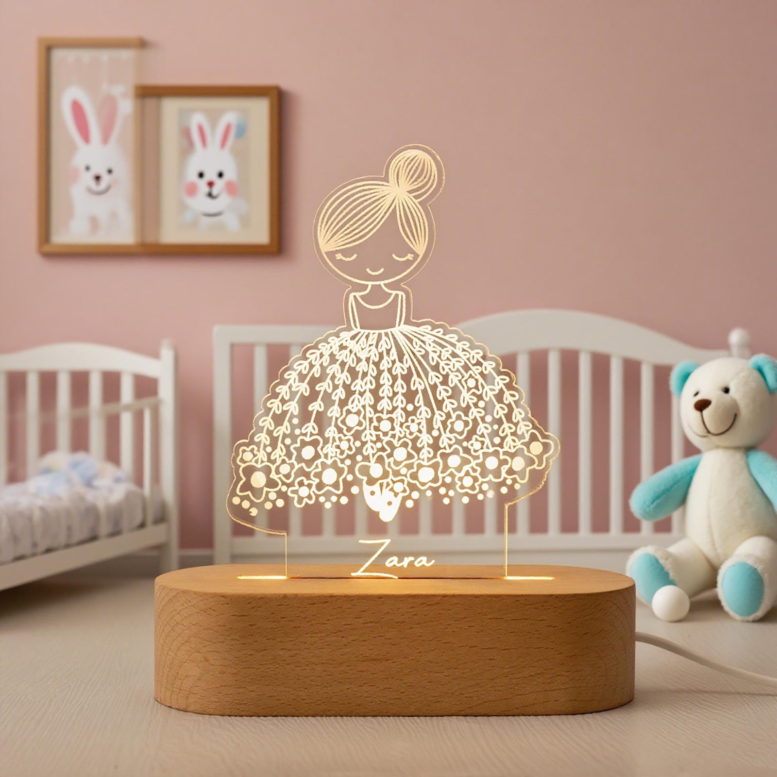Personalized Ballerina Girl with Name, Custom Night Light with Name, Nursery Room Lamp, Christmas Gift, Ballet Gift, Birthday Gift for Her