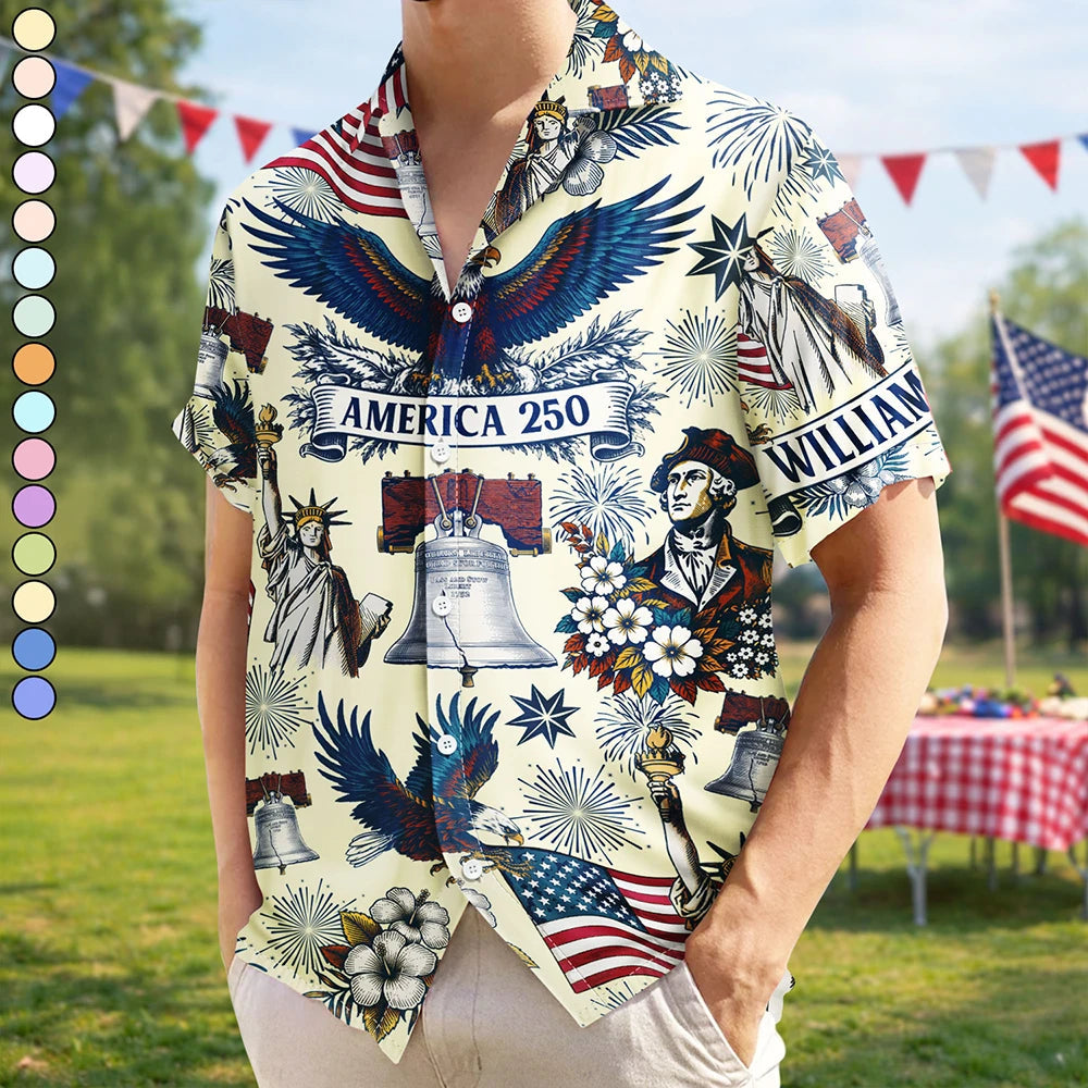 USA 250 Anniversary Eagle 1776 2026 - Personalized Hawaiian Shirt - Patriotic Gift, 4th Of July, 250th Anniversary Gift For Family