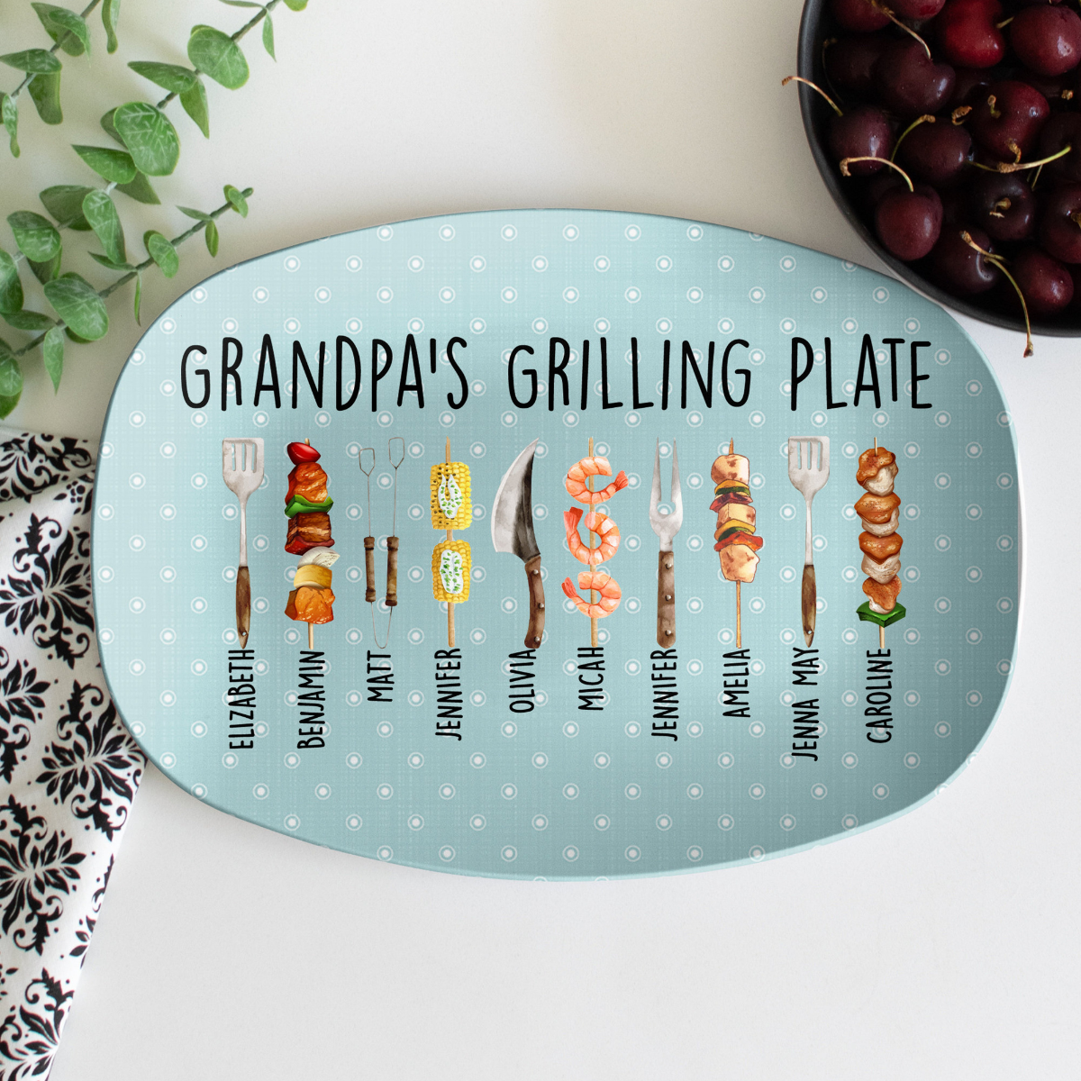 Custom Grandpa Grilling Platter, Grandpa Gifts, Fathers Day Gift for Grandpa with Kids Names