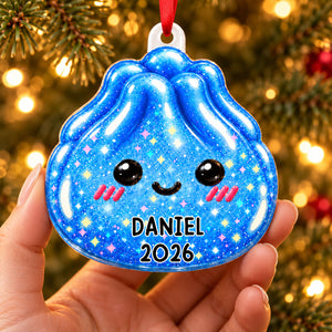 Super Cute Funny Dumpling Dim Sum Custom Name - Personalized Acrylic Ornament - Christmas Gift, Keepsake For Kids, Teenagers