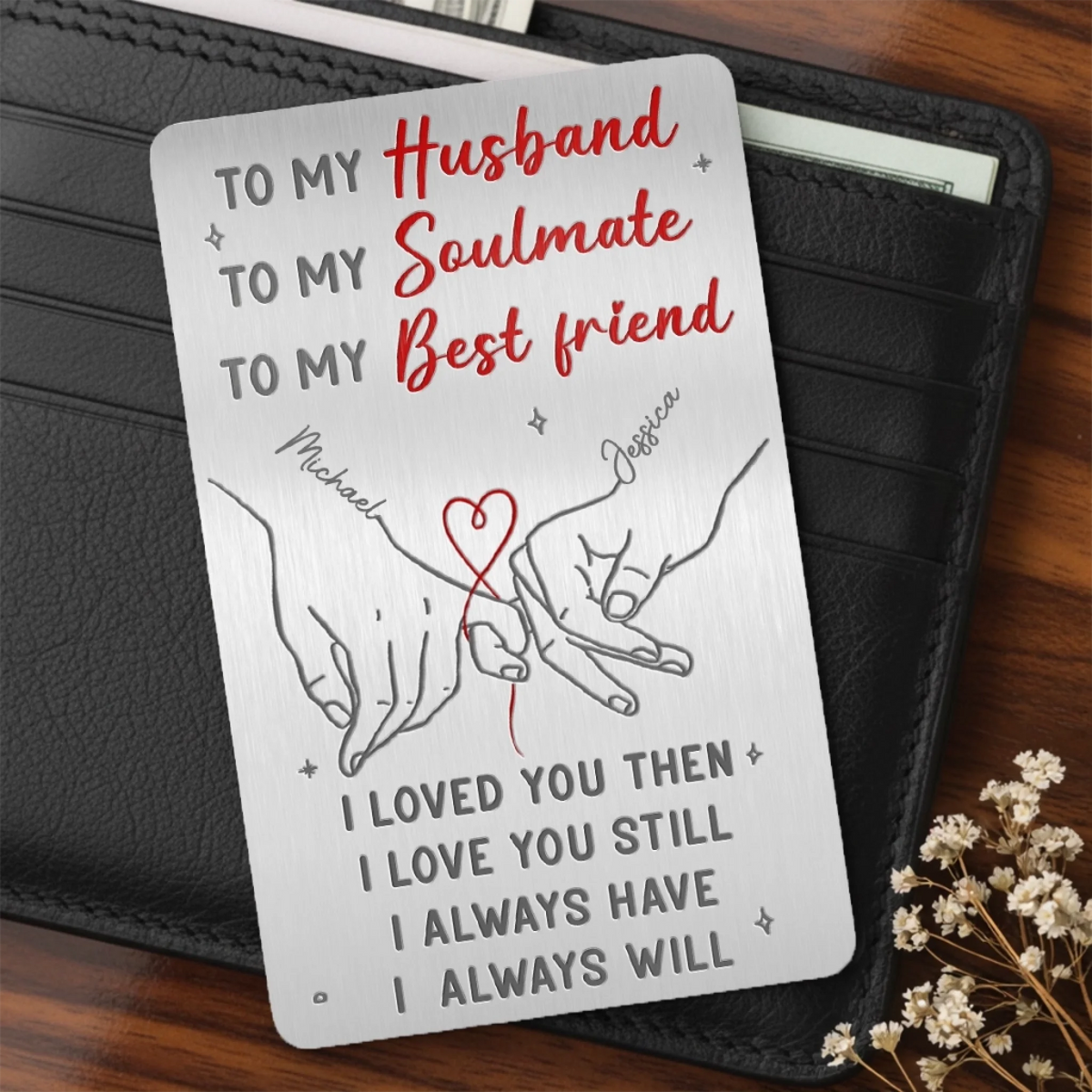 My Partner My Soulmate My Best Friend - Personalized Wallet Insert Card - Gift For Couple, Anniversary Gift, Valentine's Day Gift