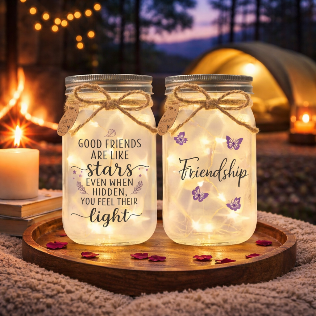Friendship Jar Night Light, Starlit Mason Jar Gift for Her, Gift For Friend, Bestie