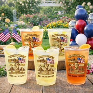 Personalized 4th Of July Anniversary Frosted Cup, Custom Family Name Independence Day Party Drinkware