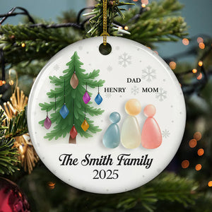 Sea Glass Family With Christmas Tree - Personalized Ornament - Christmas Gift For Family