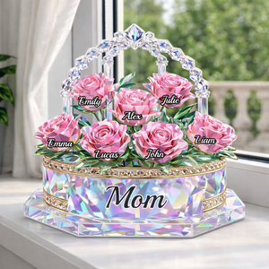 Mother's Rose Bouquet - Personalized Shape Acrylic Block - Gift For Mom, Grandma, Mother's Day Gift