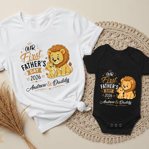 Our First Father's Day Together - Personalized T-shirt and Baby's Onesie