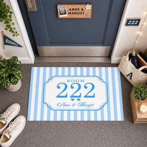 Personalized Striped Room Number Doormat - Gifts For Girls, Roomate