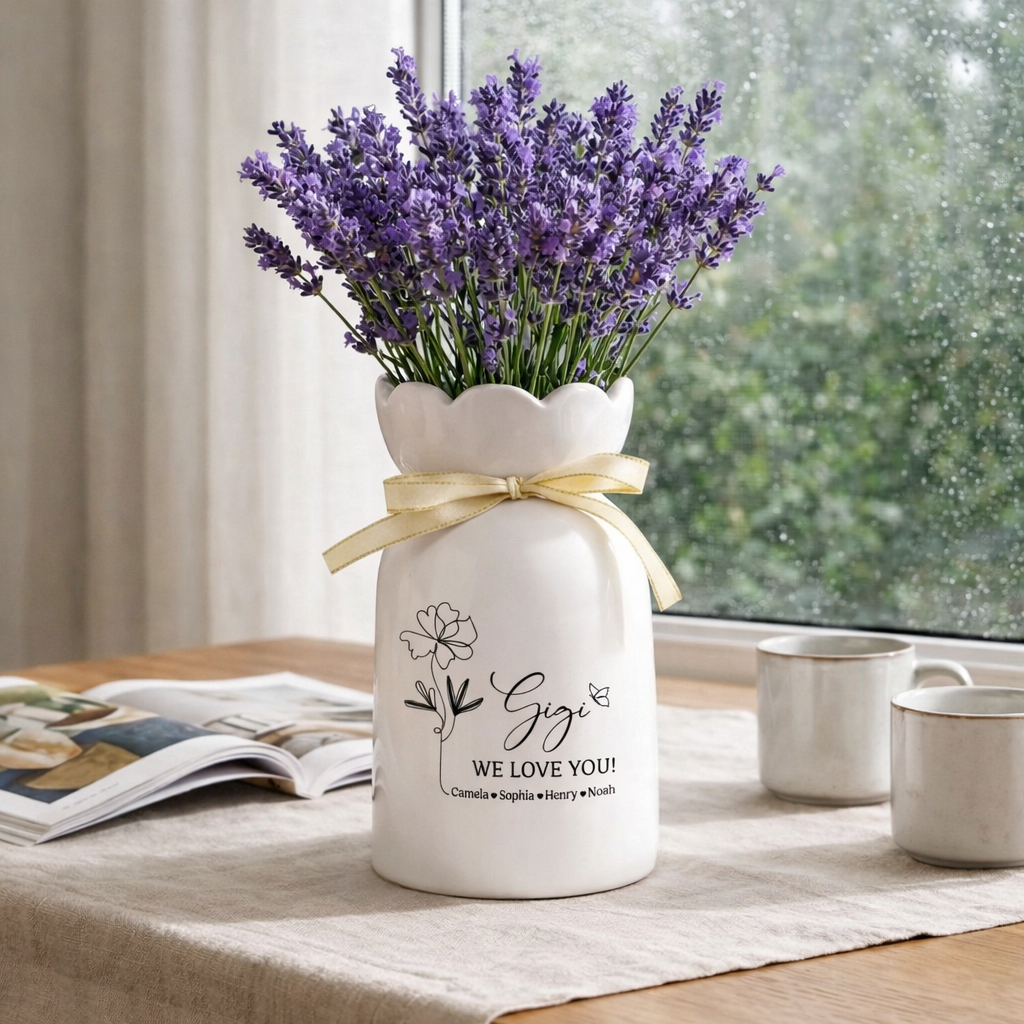 Personalized Bloom Vase for Grandma, Custom Name Gift for Mom, Mother s Day Decor, Family Keepsake