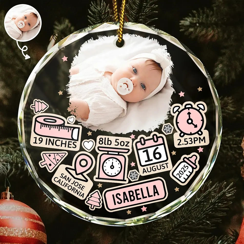Custom Photo Baby First Christmas - Personalized Crystal Ornament - Gift For Baby, First Christmas Gift