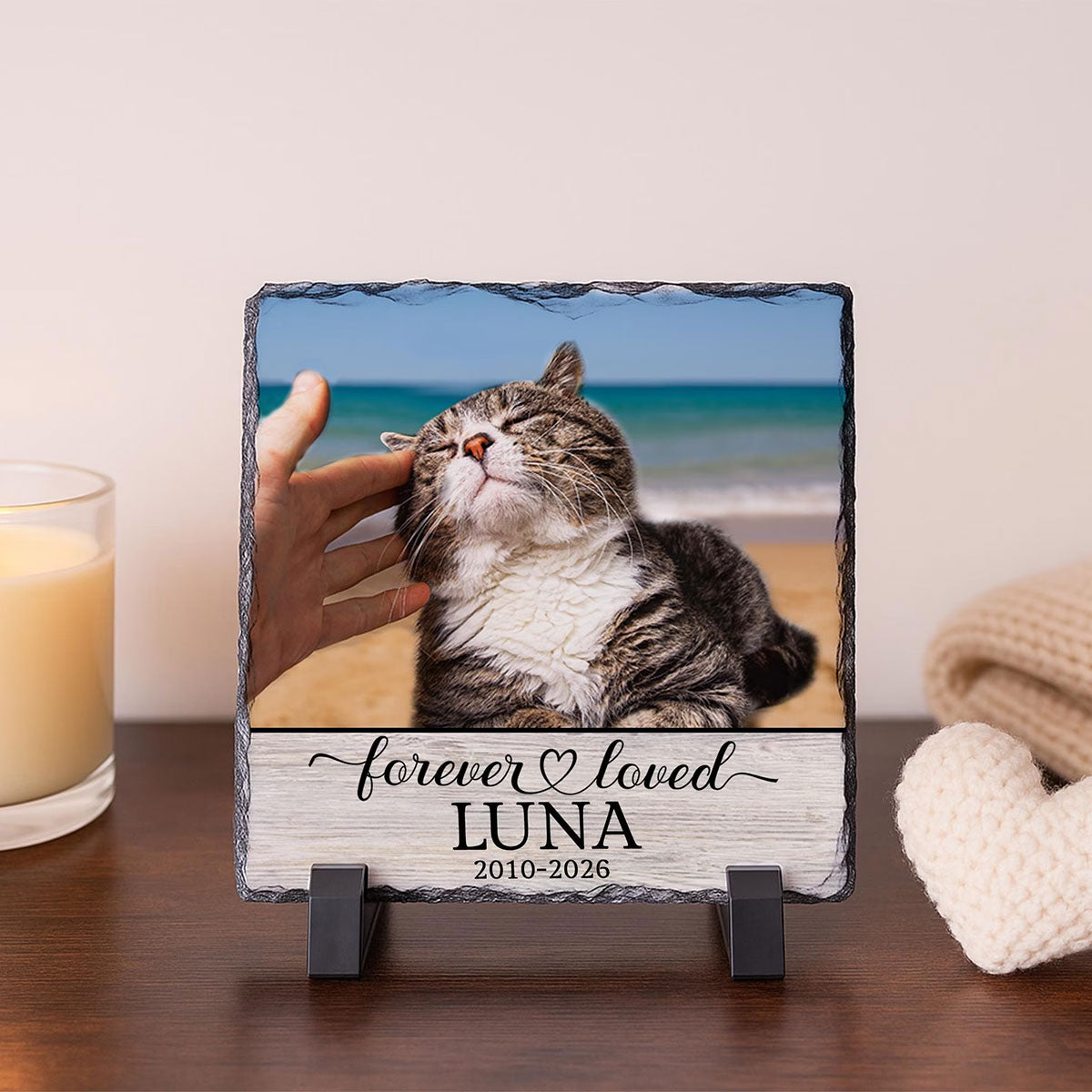 Personalized Dog Cat Memorial Photo Slate In Loving Memory Keepsake