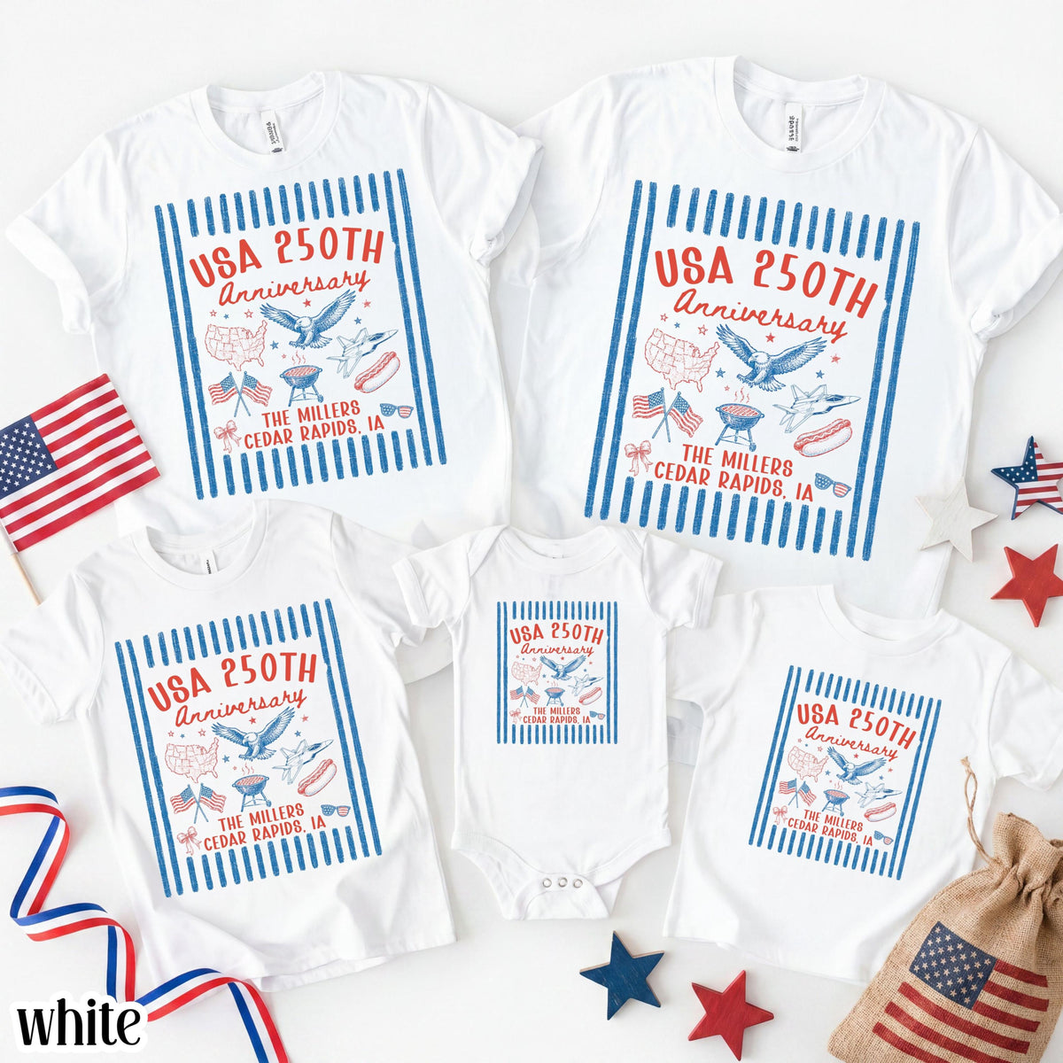 4th of July Family Name Shirt Matching Fourth of July American Flag Tee Personalized Family Crew Tshirt Patriotic Freedom Baby Outfits