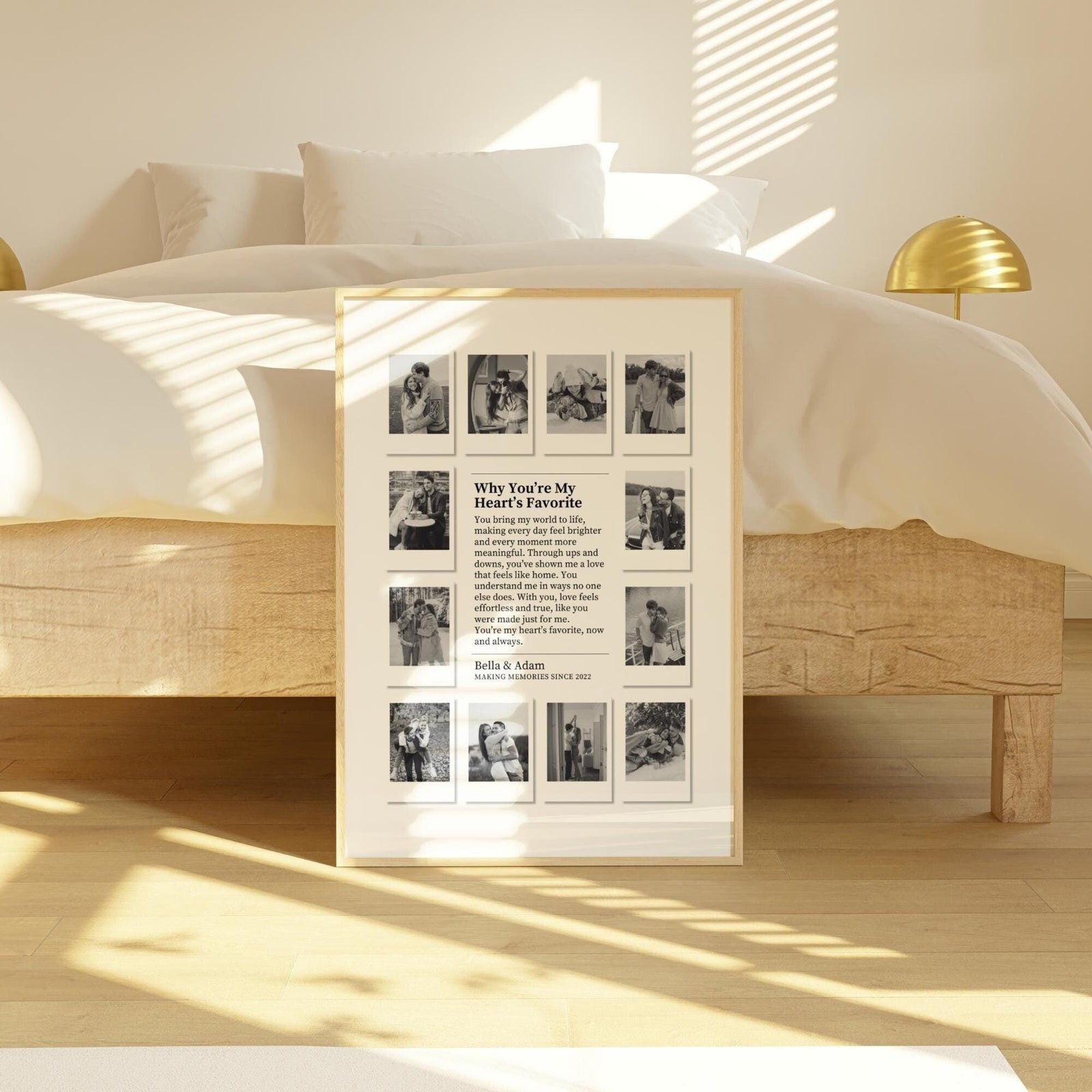 Custom Polaroid Photo Frame - Personalized Canvas - Gift For Couple, Valentines Day Gift