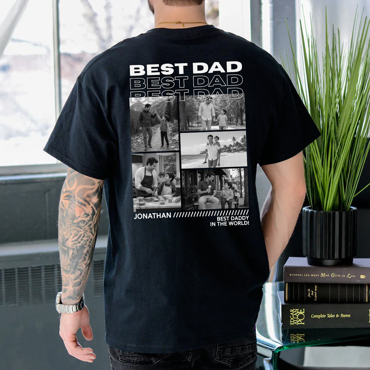 Personalized Best Dad Photo Collage T-Shirt Custom Father & Child Memory Shirt Gift for Dad, Papa or Grandpa