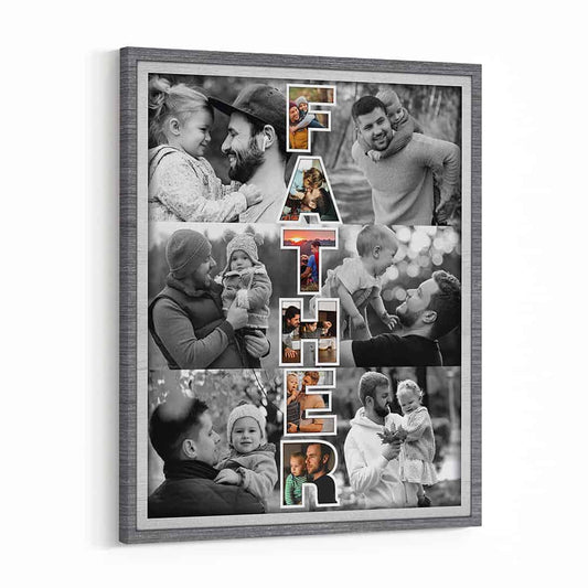 Father Art Custom Photo Collage - Personalized Canvas - Gift For Father, Father's Day, Birthday Gift