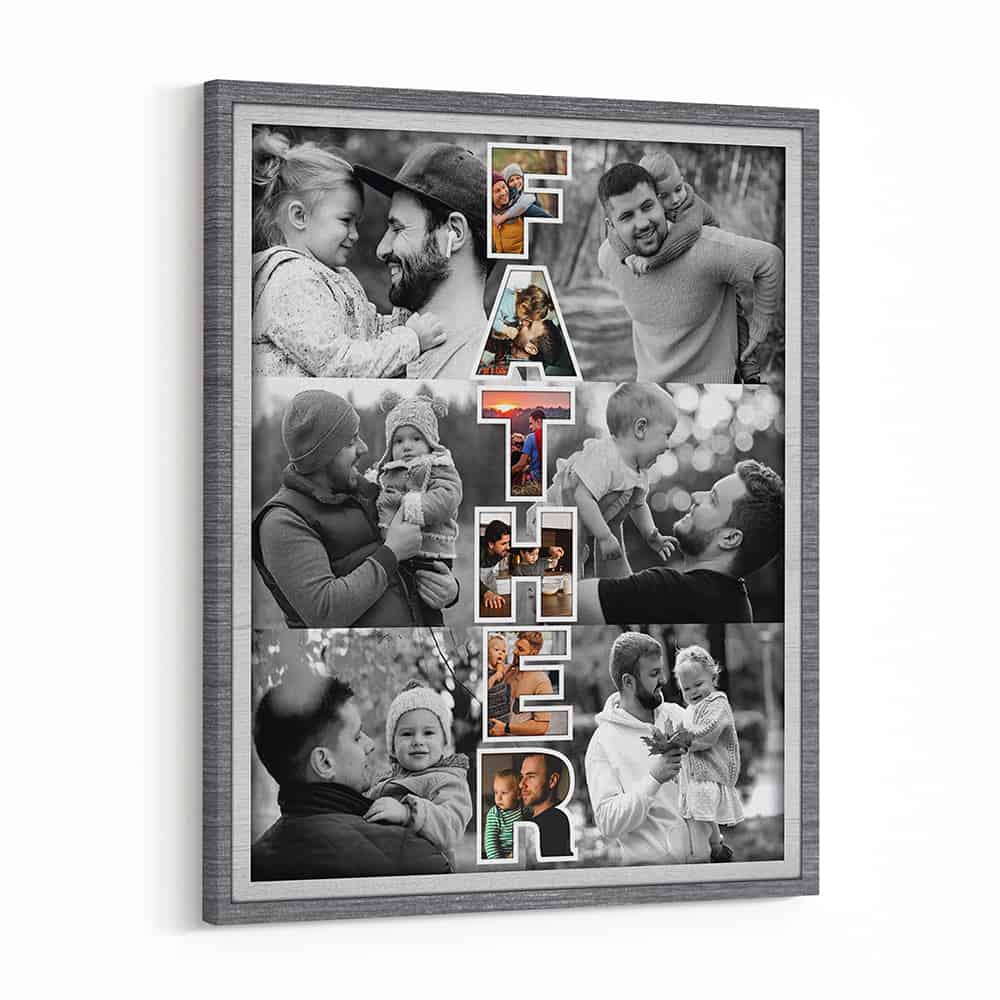 Father Art Custom Photo Collage - Personalized Canvas - Gift For Father, Father's Day, Birthday Gift