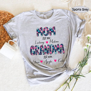 First Mom Now Grandma Shirt, Personalized First Mom Now Grandma With Kids And Grandkids Names, Gift for Women, Mother's Day Shirt