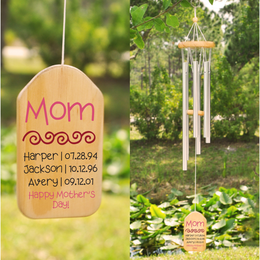 Mother's Day With Kid's Birthday - Personalized Windchime - Gift For Mom, Mother's Day, Birthday Gift