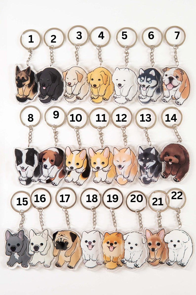 Puppy Acrylic Keychain - 2-side Dog Charms, Gift For Dog Lovers