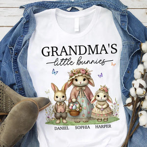 Grandma's Little Bunnies Vintage Rabbit Style - Personalized Apparel - Easter Gift For Mom, Grandma