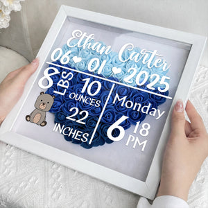 Baby Birth Stats - Personalized Flower Shadow Box