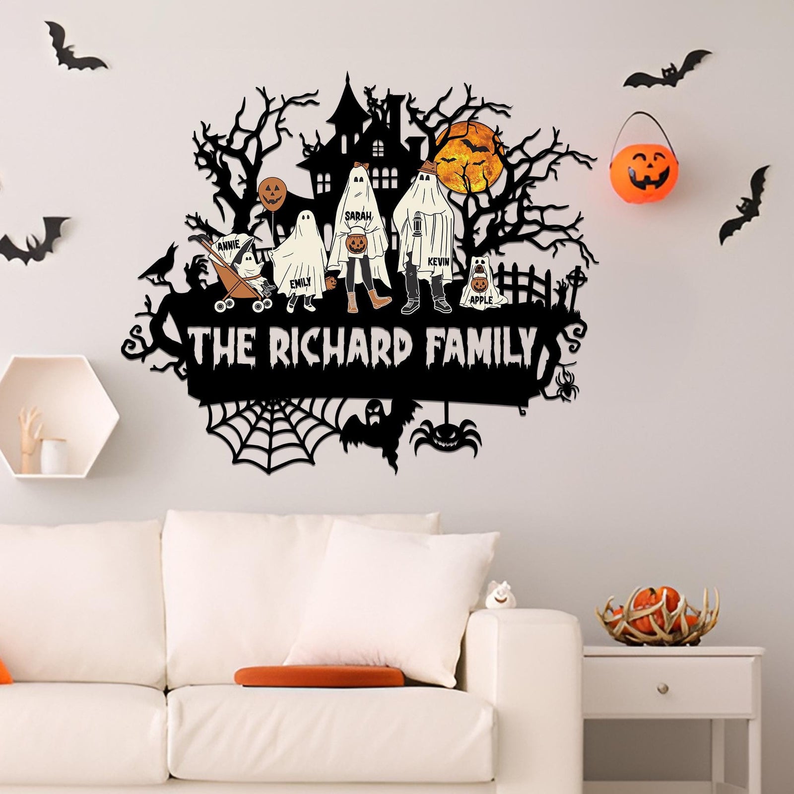 Hallowen Boo Family - Personalized Cut Metal Sign - Halloween Gift For Family, Dark Gothic Home Decor