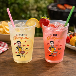 Daddy The Grillmaster - Personalized Plastic Frosted Cup - Gift For Dad, Grandfather, Father's Day Gift