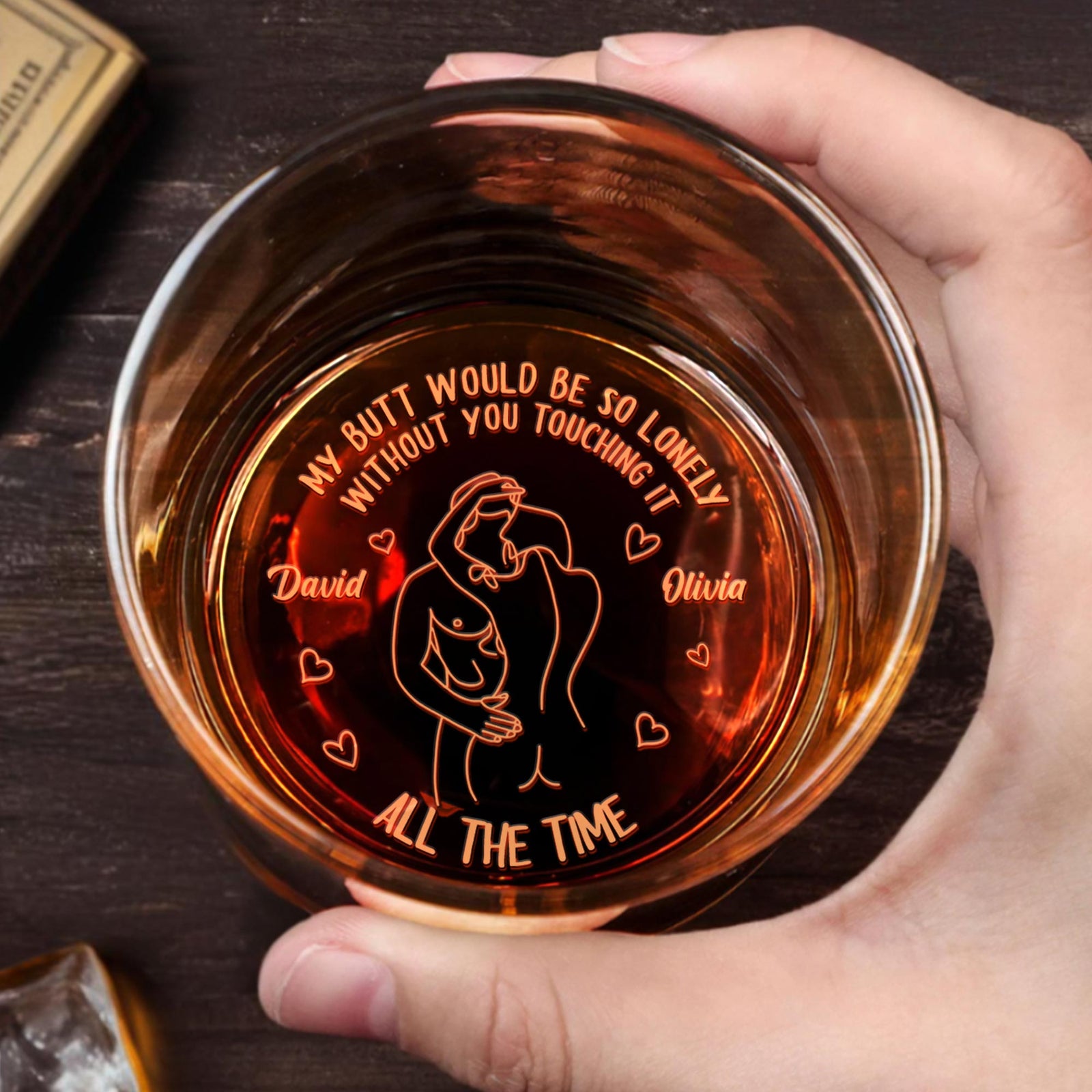 Touching It All The Time, Personalized Whiskey Glass, Anniversary Gift, Valentine's Day Gift For Couple
