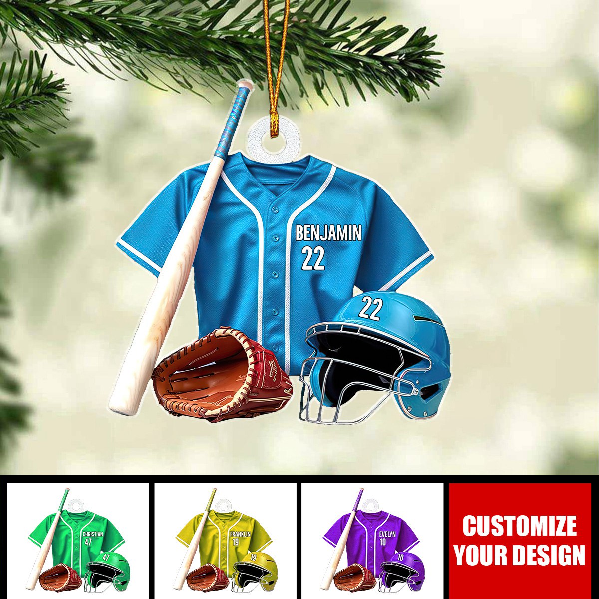 Baseball Jersey - Personalized Shaped Ornament - Christmas Gift For Baseball Player
