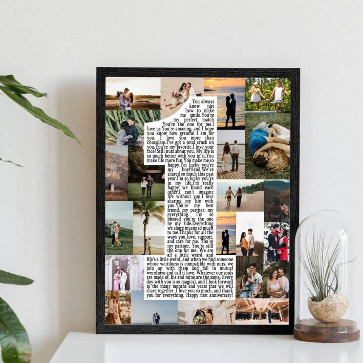 Custom First Anniversary Collage Canvas, One Year Anniversary Gifts for Couple, 1 Year Anniversary Gift for Boyfriend Girlfriend