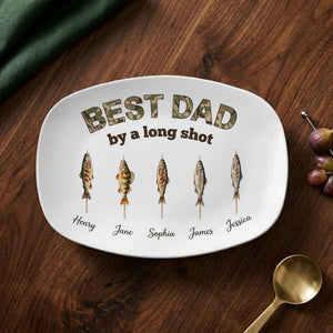 Personalized Fishing Dad Platter: Best Dad By A Long Shot Serving Tray, Custom Fisherman Family Gift