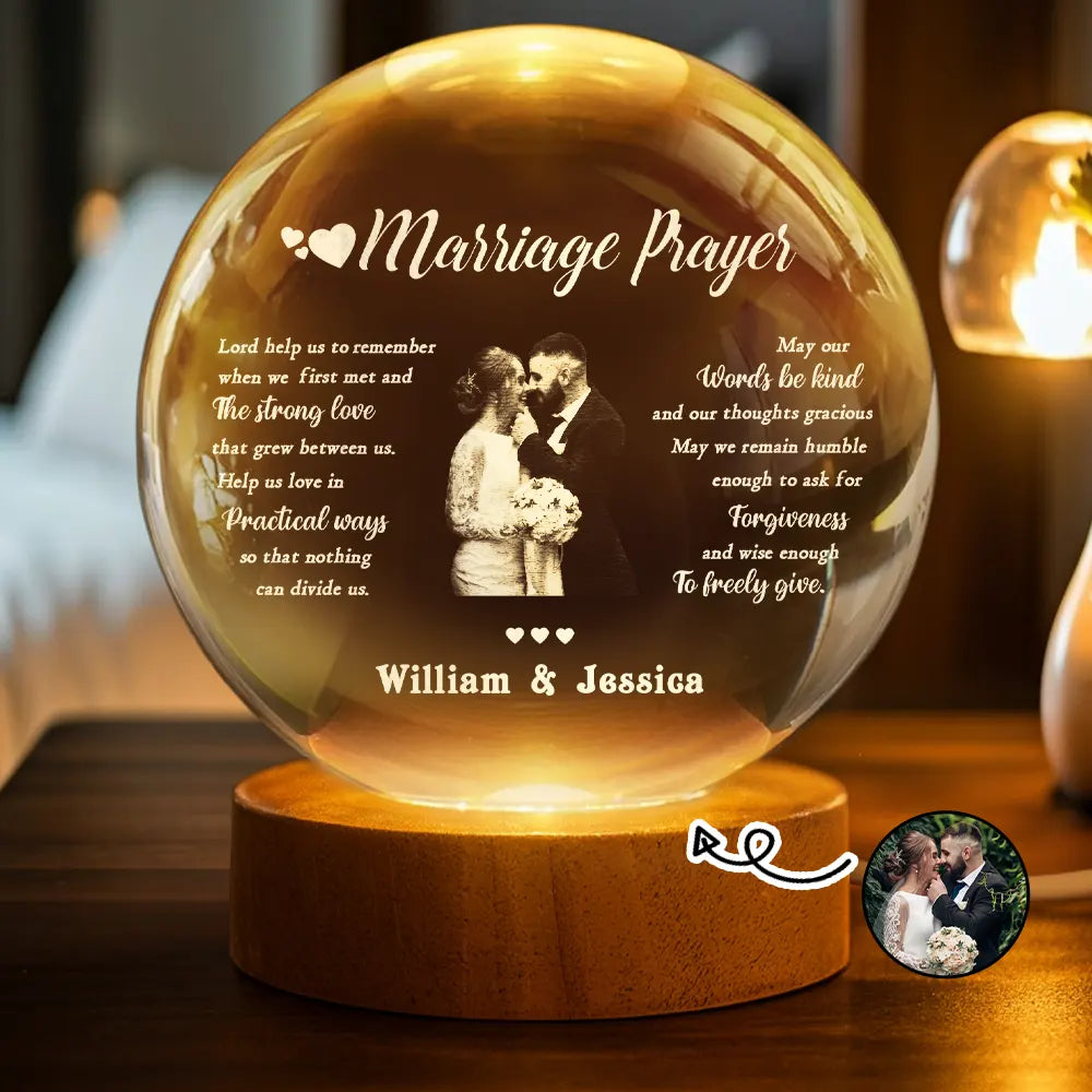 Lord Helps Us To Remember - Personalized Crystal Ball LED Night Light - Gift For Couple