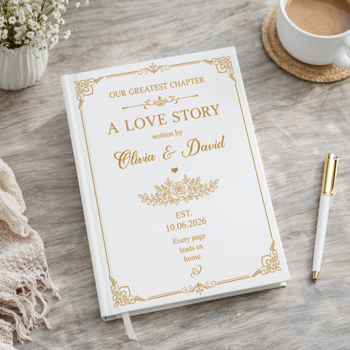 Love Story Wedding Journal - Personalized Gifts for Couples