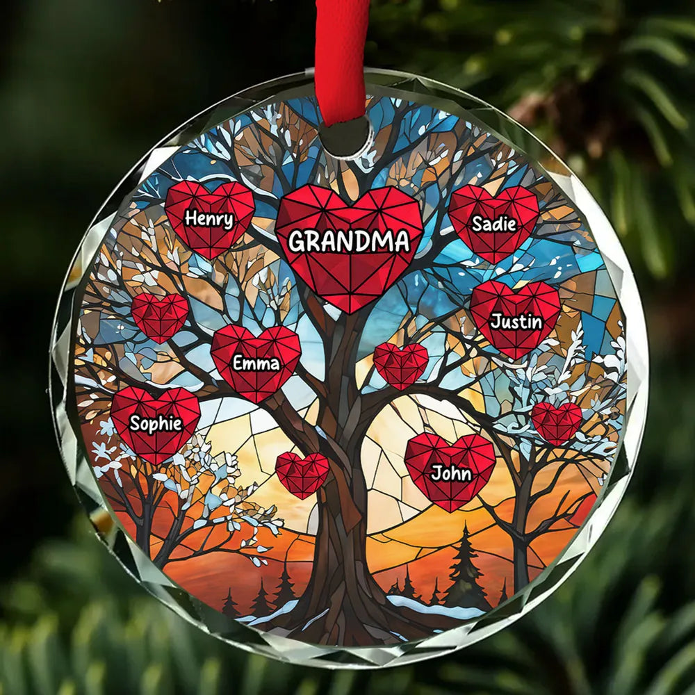 My Beloved Kids Glass Effect Tree - Personalized Crystal Ornament - Christmas Gift For Mom, Grandma & Kids